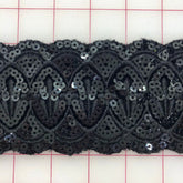 Sequined Trim - 3-inch Sequined Black Close-Out